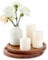 Candle Tray Table Centre Piece Decoration Set of 2, Acacia Wood Decorative Trays Candle Plate Holder for Coffee Table Display Home Decor Farmhouse Rustic Round Wooden Tray for Christmas Decor 20cm