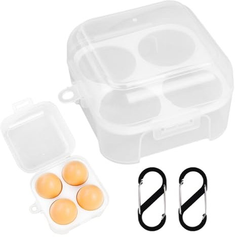 Eierbox 4 Eier,Dancepands 2 Stück Eierbehälter für Unterwegs Kunststoff Tragbare Eieraufbewahrungsboxen Eier Aufbewahrungsbox mit Karabiner für Kühlschrank Outdoor Camping