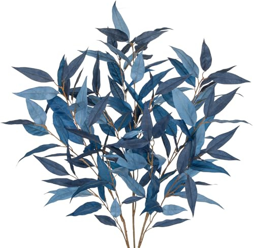 Hollyone 3 Stück Künstliche Eukalyptuszweige 100cm Lang Blau Eukalyptus Blätter Künstliche Zweige Wie Echt Dekopflanze Kunstzweige für Vase Blumengesteck Home Party Deko