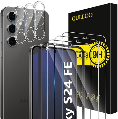 QULLOO Vetro Temperato per Samsung Galaxy S24 FE, 3 Pezzi Pellicola Vetro Protettiva e 3 Pezzi Pellicola Fotocamera, Durezza 9H Anti Graffio HD Trasparente Vetrino Protezione Schermo