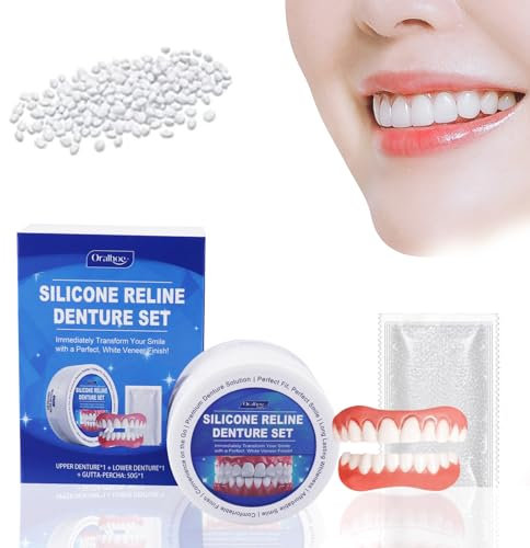 Suevut for Bikenda Silicone Reline Denture Set, for Furzero Silicone False Teeth Set, Silicone Reline for Perfect fit Dentures, Silicone Soft Dentures Repair, Veneers Snap in Teeth Teeth Comfort Fit