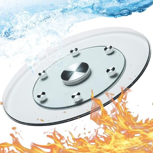 YCBTPS Lazy Susan Drehteller Aus Gehärtetem Glas, 360° Drehplatte Für Esstisch Großer Drehbares Serviertablett, Transparent Drehplatte Mit Zusatzrädern(60cm(24inch))