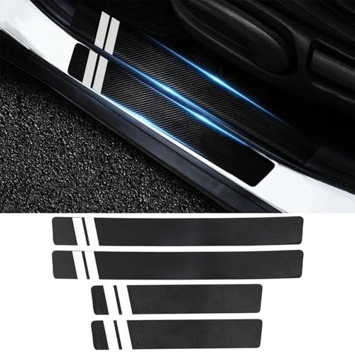 4-Piece Carbon Fiber Car Door Sill Protector Kit - Universal Scratch-Resistant Threshold Film for Vehicles - Anti-Slip Bumper Guard for Sedans, SUVs & Trucks