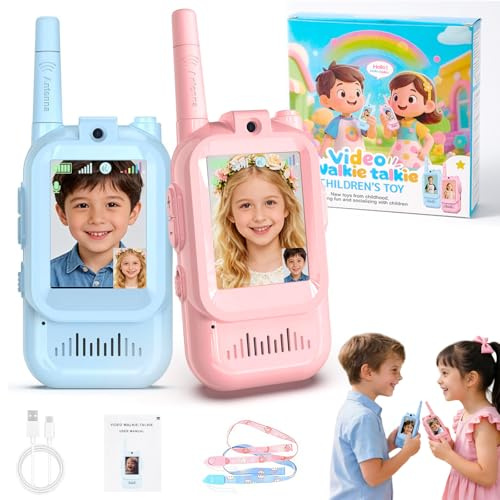 2PCS Video Walkie Talkies for Kids,Visual Kids Walkie Talkies Long Range | Rechargeable Walkie Talkies with Camera & Voice Changer,Gift Toys for Kids for Indoor Outdoor Camping,Holidays Birthday Gifts