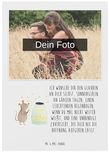 Mr. & Mrs. Panda Personalisierte Foto Postkarte Maus Sterne - Geschenk, Kind, Taufgeschenk, Tiere, Gute Laune, Geburtstag, Tiermotive, lustige