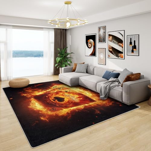 Generisch Spielkarten Teppich - Teppich Wohnzimmer Schlafzimmer Kartenspiel, Kleiner Teppich Pik Ass, Weich Kurzflor & Waschbar & rutschfest Fussmatte Innen, Kinderteppich 60x90 cm