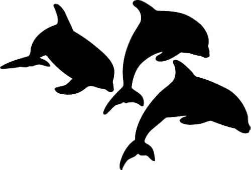 Dekorativer Delfin-Aufkleber, 4 Stück, schwarz, matt, Cartoon-Stil, 15 cm