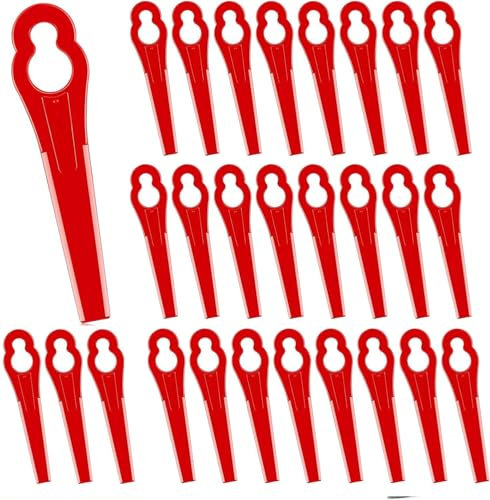 Ersatzmesser Rasentrimmer,100 Stück Rasenmäher-Kunststoffmesser 83mm Rasenmäher Klinge Kunststoff Rot Rasentrimmer Zubehör für Akku-Rasentrimmer