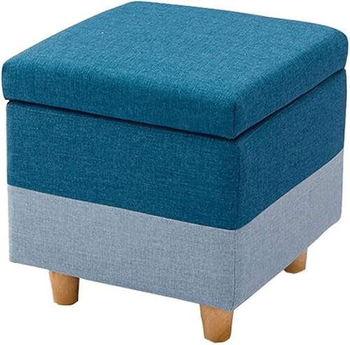 Aufbewahrungshocker, multifunktionale Aufbewahrungsbank, Fußhocker/Sofabank aus Hanf-Leinen-Stoff, Wechselschuhhocker, Aufbewahrungshocker, Aufbewahrungsbox (blau, 40 x 40 x 40 cm), Aufbewah