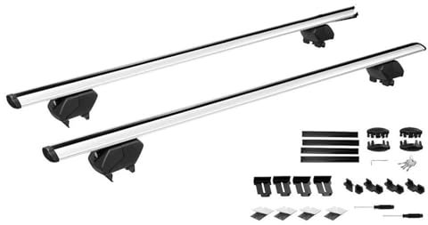 YSQIFBABD Dachrelings 53 Zoll Universal-Gepäckträger Dachgepäckträger-Querstangen Silberner Querstangen-Trägerschienenhalter Für 4-türige Autos/LKW/SUV Dachgepäckträger