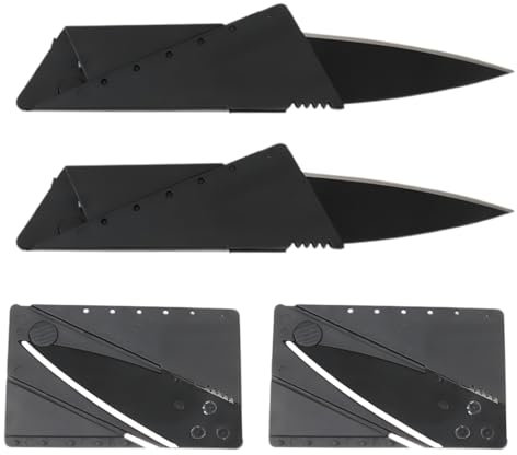 VPOUERY 4 piezas de cuchillo plegable pequeño navaja de bolsillo navaja de bolsillo con cuchillo plegable cuchillo de caza al aire libre Mini EDC negro