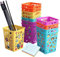 Pencil Holders Pen Cups, Colorful Office Desktop Storage Organizer Square Classroom Pencil Dispenser Basket for Desk, Pack of 12