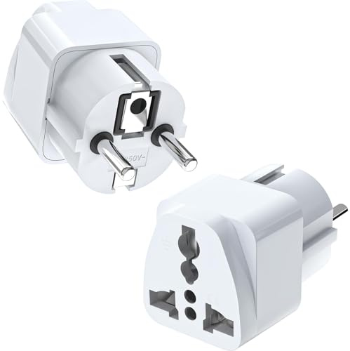 2 Stück Stecker Adapter, UK Adapter auf EU, US to EU Adapter, Adapter China Deutschland Stecker, Adapter USA Deutschland Stecker, Universal Adapter für Deutschland, USA, UK, China, usw(Weiß)