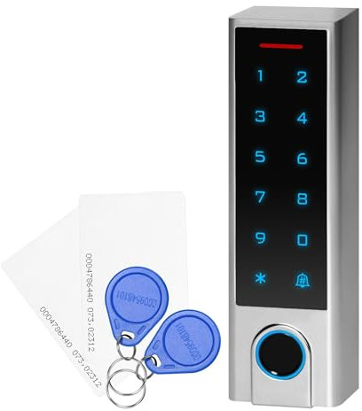 Miratic Cerradura Electronica - Cerradura Puerta con Código - Lector de Huellas Dactilares y Tarjetas Llaveros IP68 WiFi Compatible con Aplicación Tuya