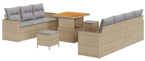 vidaXL Gartensofa-Set 10 STK. 7-Sitzanzahl Beige und Hellgrau