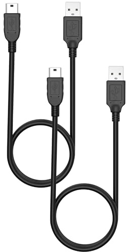PHONILLICO Kabel kompatibel mit Kamera Maginon DC-6600/DV-1/DV-23 HD/DV-Z5 HD/Super Slim XS 60/SW140/SZ 10/SZ 24/SZ 125/Z1600/Z1655 [2 Stück] USB TYP MINI-USB 2.0 Schwarz 1 Meter