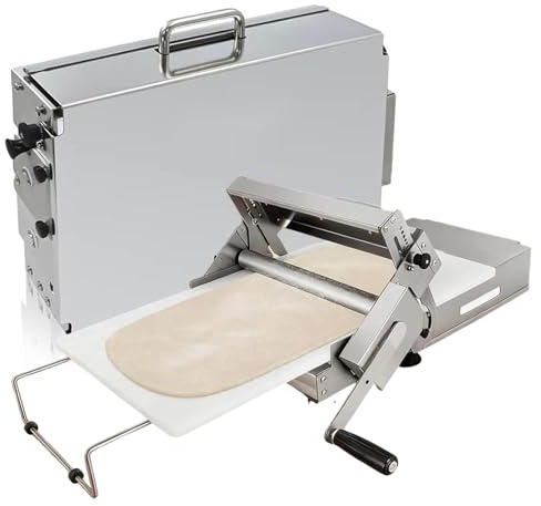 ZEEKYFOR Gewerbliche Teigausrollmaschine für Croissants, Faltbare Manuelle Teigausrollmaschine, Einstellbare Teigstärke Von 0–25 mm, für Heim- und Gewerbebäckereien 90x40cm