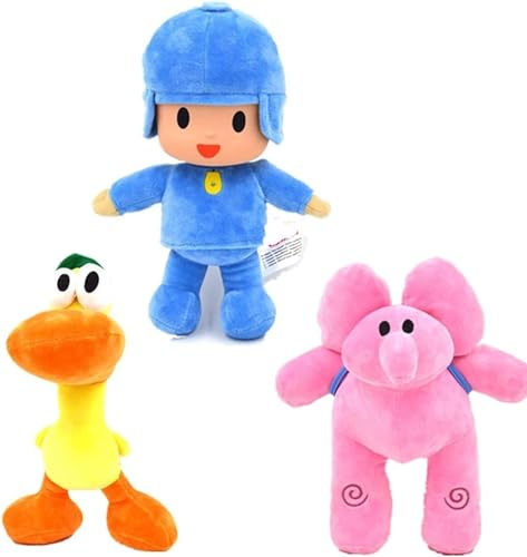 Lempefe Pocoyo Plüschtiere, Pocoyo Elly Pato Nina Sleepy Bird Loula Gefüllte weiche Puppen (3 Stück)