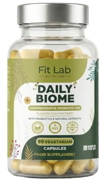 Fit Lab - Daily Biome, Gut Health Support, 90 Capsules - Botanical-Enhanced Gut Support with Live Cultures, Prebiotic Fibre, L Glutamine & Traditional Botanicals - Complete 5-in-1