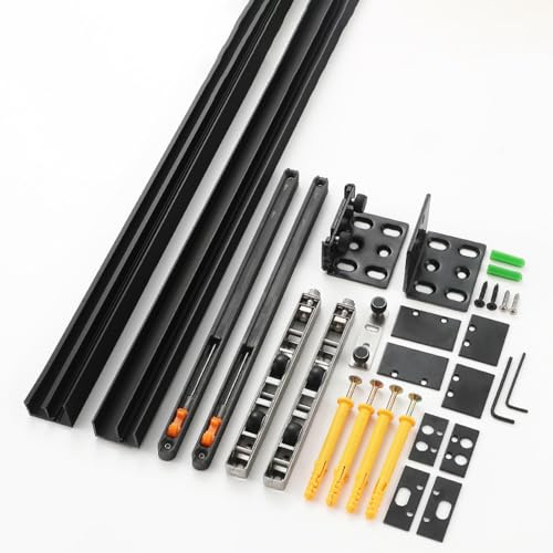 Wansiman Herrajes Puertas Correderas Riel,Herrajes Ocultos para Puertas Correderas,Riel Puerta Corredera Invisible,Funcionamiento Impecable,Diseño Invisible,Adecuado para dormitorios