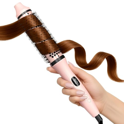 Bopcal Spazzola Termica per Capelli 3 in 1, Thermal Brush Ionico, Spazzola Arricciacapelli 38mm, Volumizzante e Blowout, Dual Voltage, Display LED 120-220 ℃ C257 23