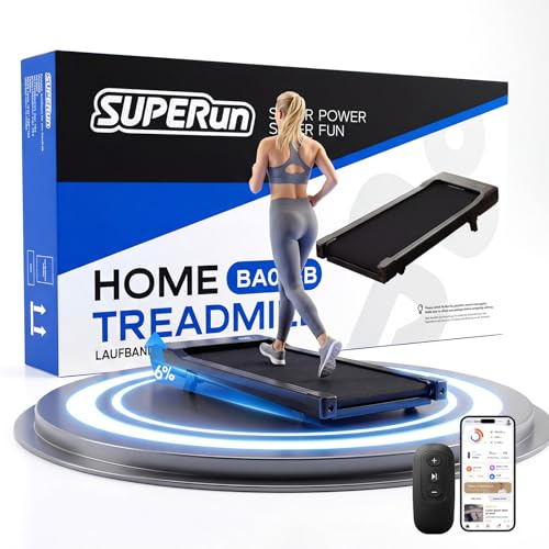 Superun Walking Pad max 159 KG/136 KG, Laufband für Zuhause mit Trainingsmodus, Leise Laufband Schreibtisch mit App und virtuellen Laufstrecken. Vor Ort erlebbar
