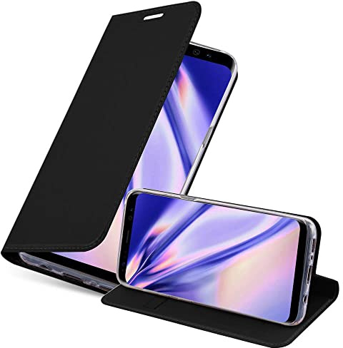 Cadorabo Hülle kompatibel mit Samsung Galaxy S8 Plus aus Premium Kunst Leder Flip Klappbare Stoßfeste Magnetische [Standfunktion] [Kartenfächern] Cover Hülle für Galaxy S8 Plus Tasche in Schwarz
