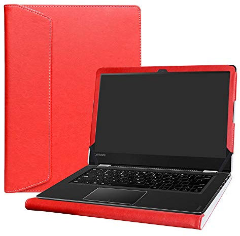 Alapmk Diseñado Especialmente La Funda Protectora de Cuero de PU para 14 Lenovo Yoga 510 14 Ordenador portátil (No Compatible con: Yoga 530/Yoga 520/Yoga 500),Rojo