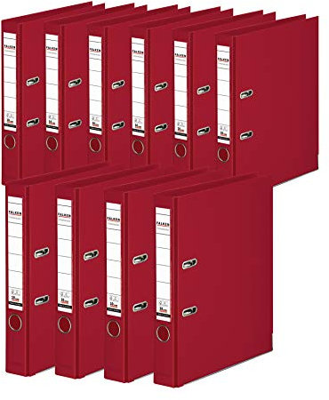 Original Falken 10er Pack Chromocolor Premium-Ordner. Made in Germany. Kunststoffbezug außen und innen 5 cm breit DIN A4 bordeaux Ringordner Aktenordner Briefordner Büroordner Plastikordner