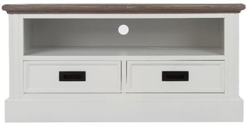 Casa Padrino Landhausstil Fernsehschrank Weiß/Braun 99 x 40 x H. 51 cm - Handgefertigter Wohnzimmer TV Schrank im Landhausstil