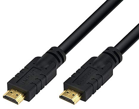 PremiumCord 4K High Speed ​​HDMI 2.0 M/M Kabel Mit Verstärker, 18 Gbit/s, 4K@60Hz Video Kompatibel, Deep Color, 3D, ARC, HDR, Dolby TrueHD, 3x Geschirmt, Vergoldete Anschlüsse, Schwarz, 25 m