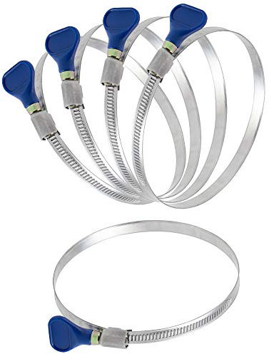 Fulton 2 1/2 Inch Thumb Screw Key Adjustable 304 Stainless Steel Hose Clamps, Pipe Clamp, Worm Gear Clamps, Dryer Vent Clamp, Dust Collection, Automotive, RV Clamp 5 pack (2 1/2 Hose Clamps)