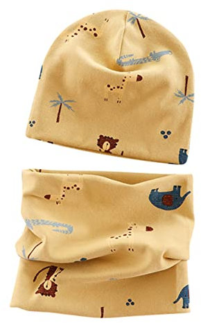 VUCDXOP Baby Kinder Baumwolle Mütze Schal Set Winter Jungen Mädchen Beanie Hüte + Schlauchschal 2er Herbst Winter Weich Baumwolle Beanie Mütze Hut Halstuch Rundschal Nackenwärmer