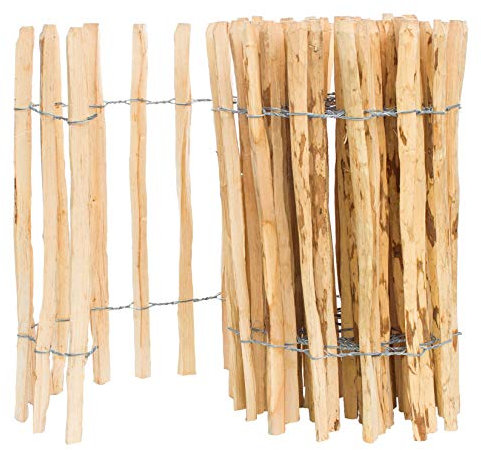 BOGATECO Staketenzaun Haselnuss Kastanie | Holz-Zaun 60 cm Hoch & 500 cm Lang | Lattennabstand 4-5 cm | Perfekt als Gartenzaun | Zaun Garten Steckzaun Holzzaun | Langlebige