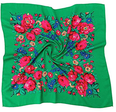 Lazzboy Frauen Dame Muslimischen Blumendruck Folk-custom Square Schal Wrap Travel Seide Leicht Seidentuch Elegante Anti-allergie Halstuch Tuch Geschenk(H)