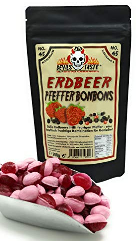 Erdbeer - Pfeffer Bonbons - 200g - Hotskala: 4 (mittelscharf) im ZIP Beutel - irrer Geschmack