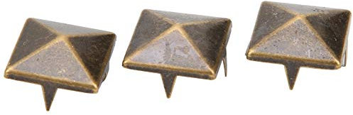 HEEPDD 100 Stücke Platz Spike Studs, 10 MM-15 MM DIY Leathercraft Spike Nieten Platz Spike Studs Nieten Tasche Leder Bekleidung Schuhe Niet(Bronze 10mm)