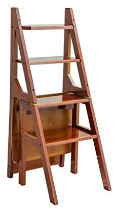 SLRMKK Step stool Step Stools, Multifunction Household Collapsible Ladder Vintage Creativity Chair Solid Wood Step Stool (color : #3)