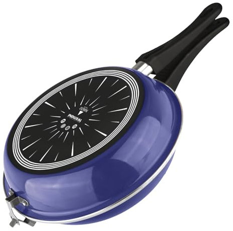 VITREX Marseille Duo - Sarten Duo Azul para Tortillas 24cm + Fiambrera 21cm, Acero Vitrificado, Antiadherente Bicapa, Todo Tipo de Cocinas, Inducción