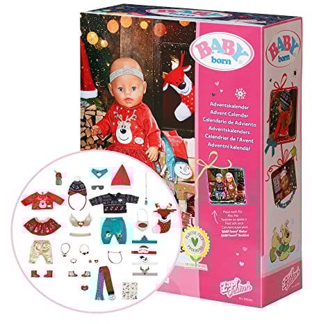 BABY born Adventskalender mit 24 Überraschungen enthält Kleidung und Accessoires für Puppen in 43 cm, 830345 Zapf Creation