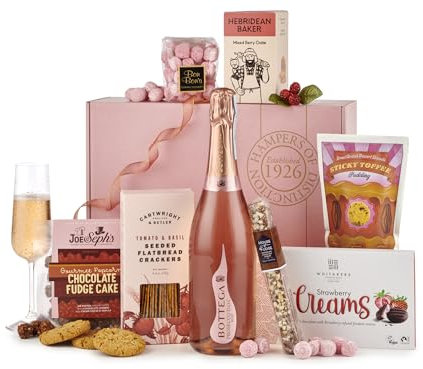 Thornton & France Luxury Rosé Prosecco Mother’s Day Hamper | Prosecco & Chocolates Gift Set for Mum | Pink Gift Box for Her | Sweet & Savoury Treats | Gourmet Food & Drink Hamper | 8 Luxury Items