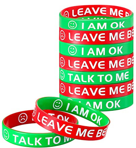 Suilung Bracelets Silicone Enfant Humeur - 6 Pièces Colorées et Amusantes pour Fête - Personnalisables avec Émotions - Vert, Rouge et Autres Couleurs