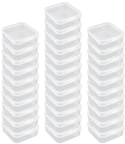 LJY 32 Pieces Square Mini Clear Plastic Storage Containers Box Case with Lids for Small Items and Other Craft Projects (63 x 63 x 20 mm, Transparent)