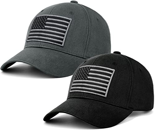LCZTN Baseballkappe mit amerikanischer Flagge, für Männer und Frauen, niedriges Profil, USA, einfarbig, 2 Stück