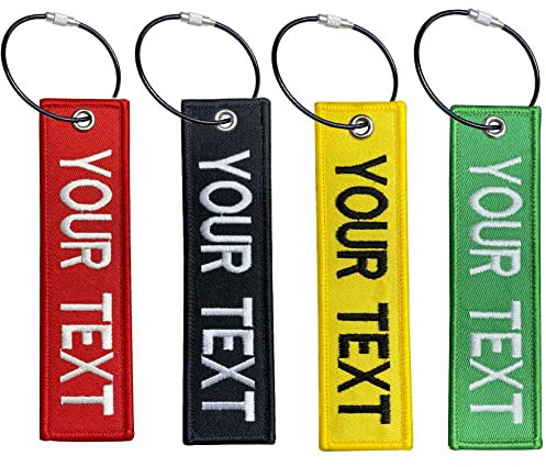 QJS PATCH Stickerei-Gepäckanhänger, personalisierte Reisekoffer, Etiketten, Etiketten, Schlaufen, individuelles Namensgepäck mit Edelstahlschlaufe (Rechteck)