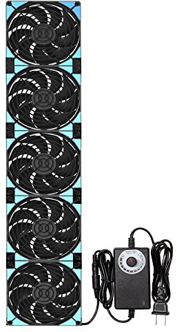 120mmx5 600mm Adjustable Computer PC Vent Fans with AC Plug 3V-12V Speed Controller for Flexible Arrange Rack Space Window Wall Cabinet Server Mining Rig Chicken Coop Exhaust Cooling