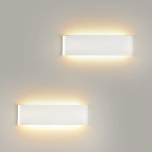 Mille Lucciole 2 Stück Wandleuchte Innen Modern LED Wandleuchte Innen 18W 31CM 2160LM Wandlampe Weiß Up Down Wandbeleuchtung Warmweiss Wandleuchten IP44 Flurlampen für Wohnzimmer Schlafzimmer