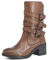 QUEEN HELENA Stivali Biker Stivaletti di Pelle con Tacco Zip Laterale Fibbia Donna S259 (Marrone, numeric_37)