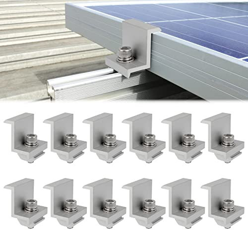 12 Pezzi Staffa Z di Montaggio per Pannelli Solari, Kit Morsetto Terminale Staffa, Supporti per Pannello Solare, Kit di Montaggio su Tetto per Fotovoltaica