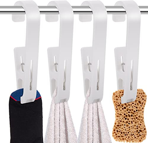 Thinp 4 Pieces Hanging Clips Boot Hangers for Closet Laundry Hanging Hooks with Clips Towel Clips Plastic Clothes Pins for Bathroom Wardrobe Hats Pants Towel Socks Handbags Jean Tall Boots